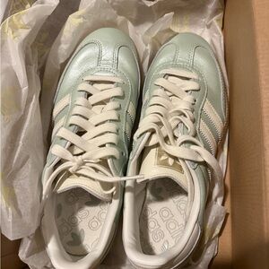 Adidas Pastel Green and White Sneakers